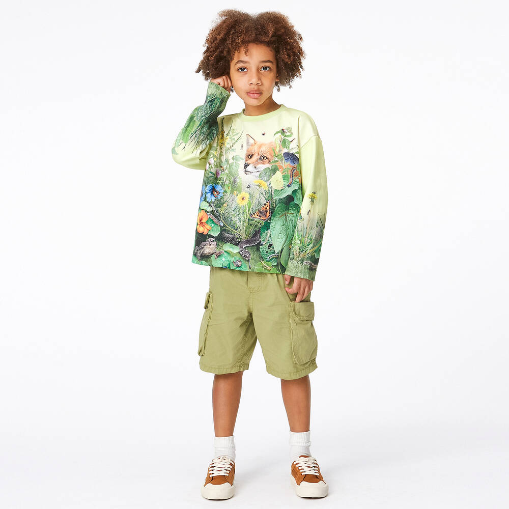 Molo - Boys Green Cotton Cargo Shorts | Childrensalon Outlet