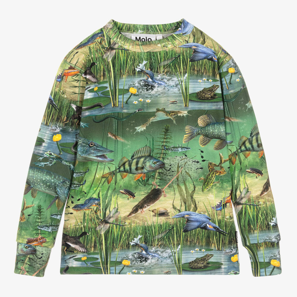 Molo - Boys Green Cotton Pond Sweatshirt | Childrensalon