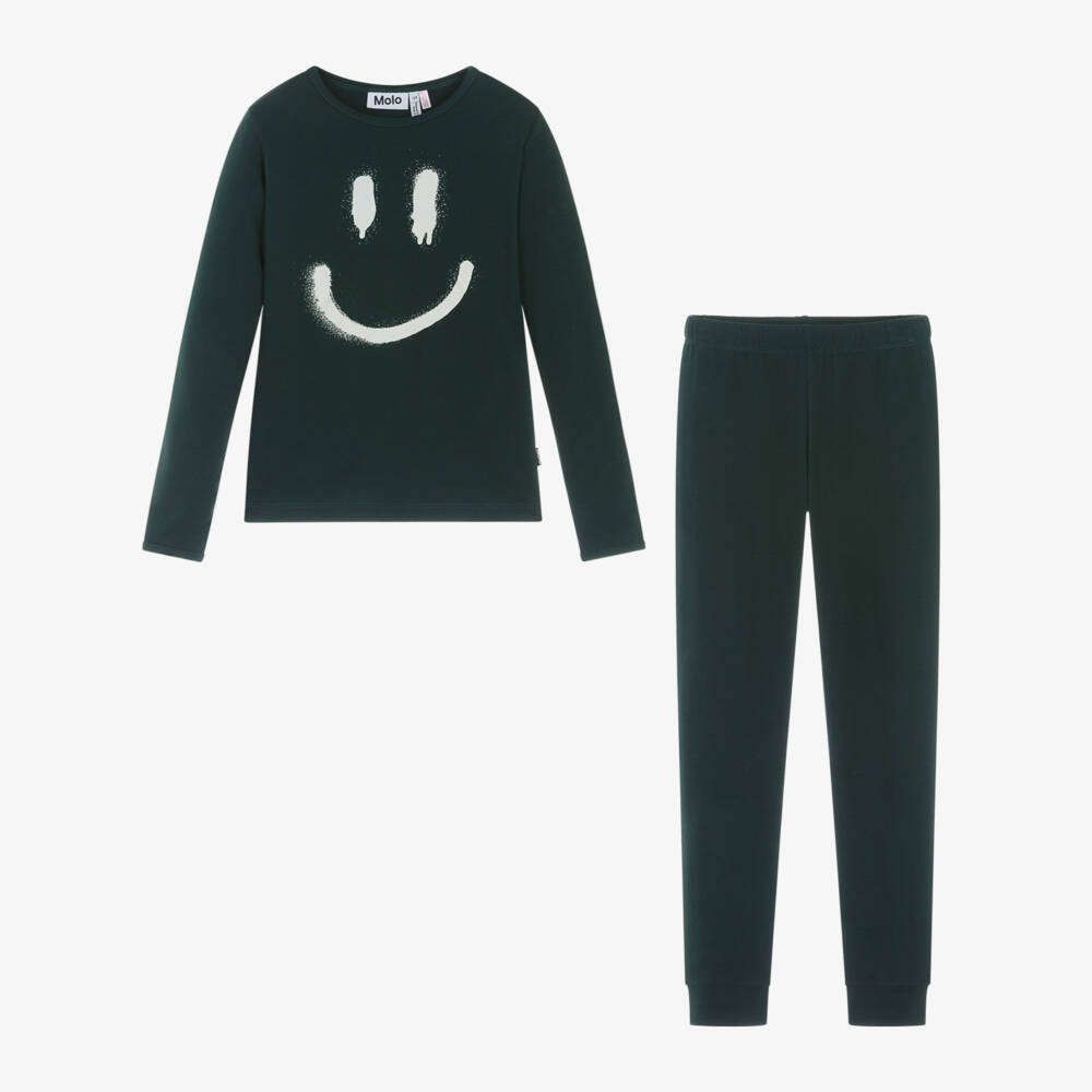 Molo-Boys Green Cotton Smile Pyjamas | Childrensalon Outlet