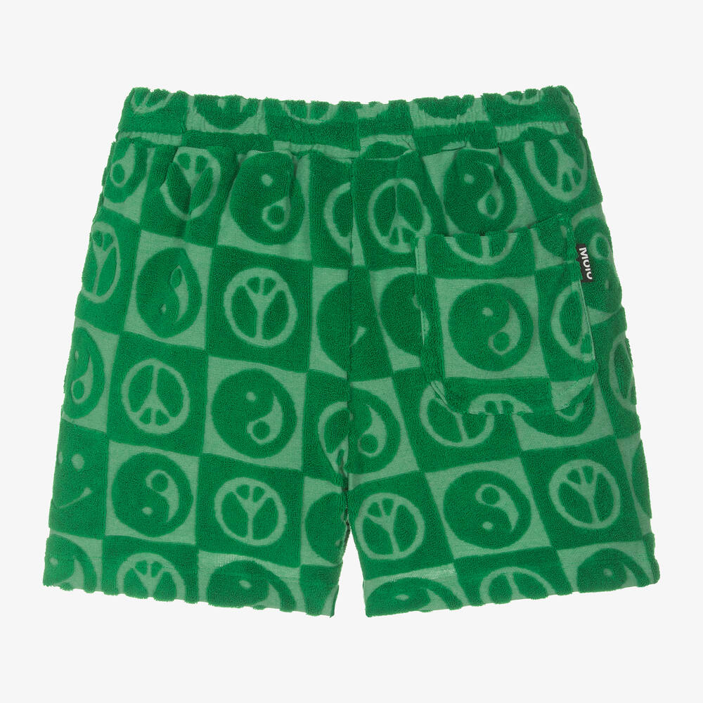 Molo-Boys Green Cotton Towelling Shorts | Childrensalon Outlet