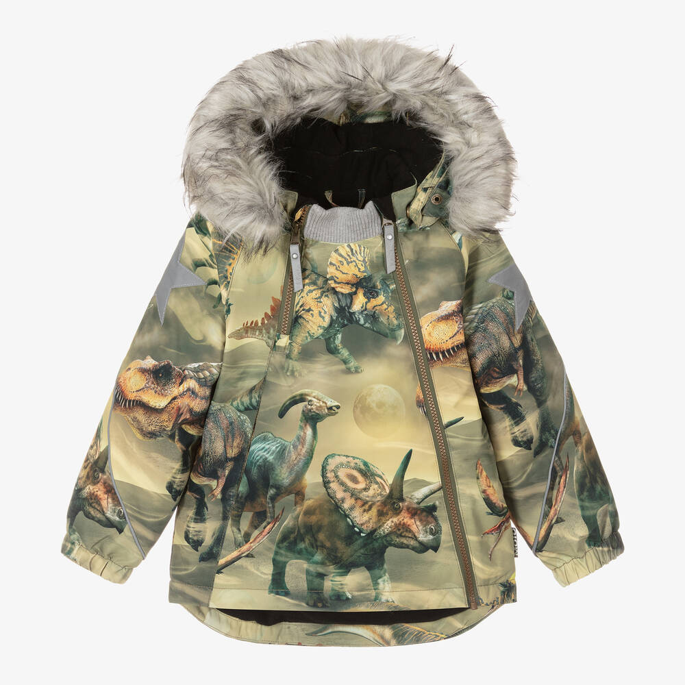 Molo - Boys Green Dinosaur Hooded Jacket | Childrensalon