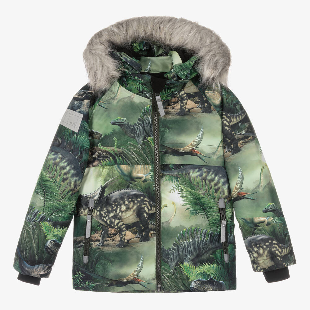 Molo - Boys Green Dinosaur Ski Jacket | Childrensalon