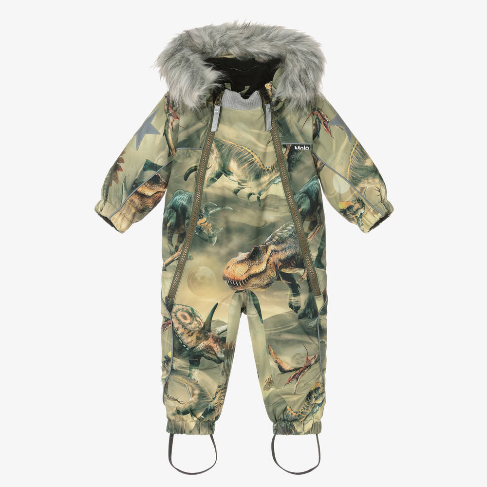 Molo - Boys Green Dinosaur Snowsuit | Childrensalon