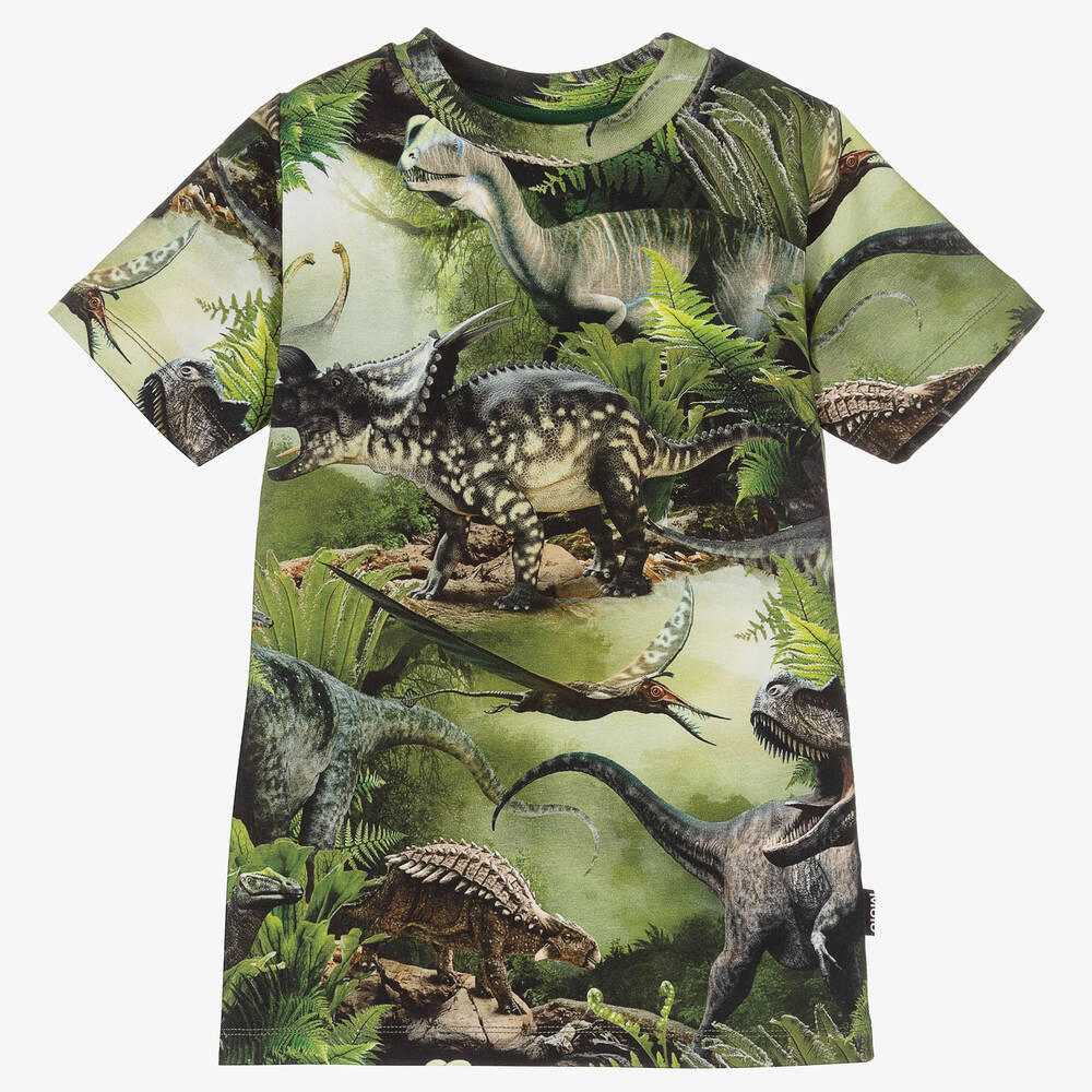 Molo - Зеленая футболка с динозаврами для мальчиков | Childrensalon