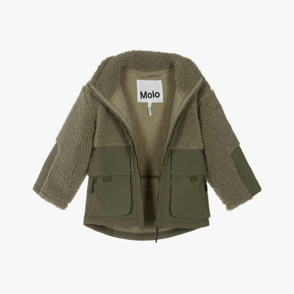 Molo-Boys Green Fleece Utility Jacket | Childrensalon Outlet