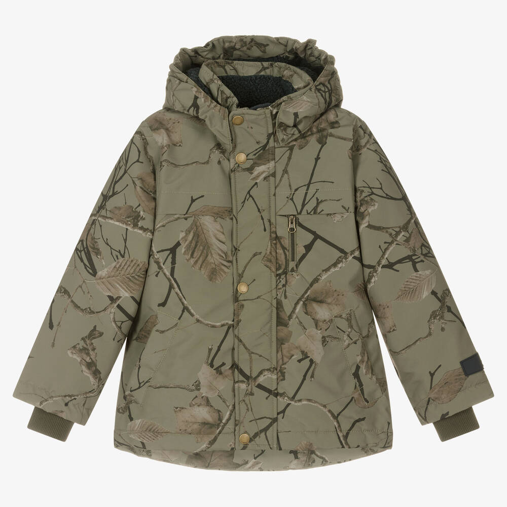 Molo - Boys Green Forest Leaves Ski Jacket | Childrensalon