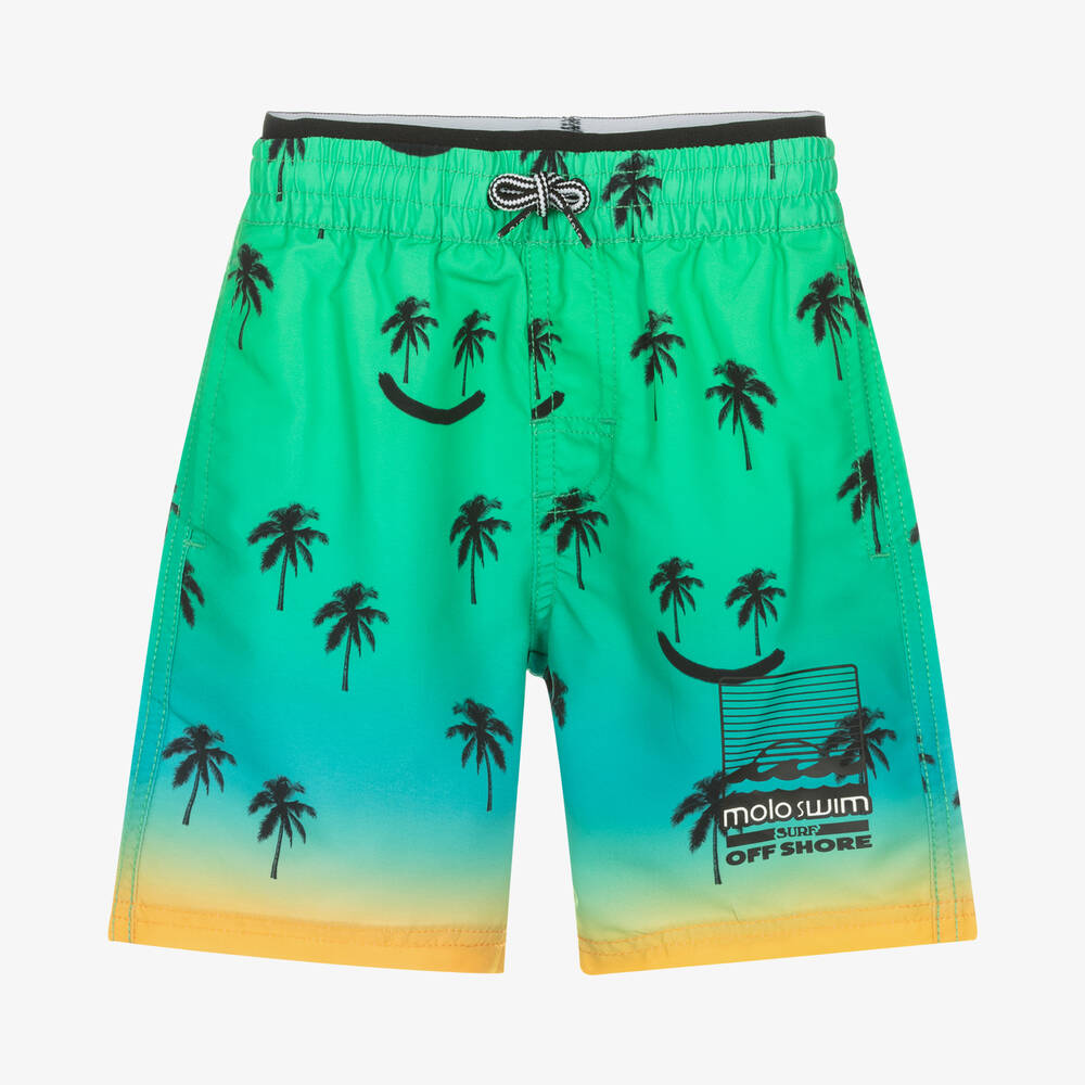 Molo - Boys Green Gradient Swim Shorts (UPF 50+) | Childrensalon