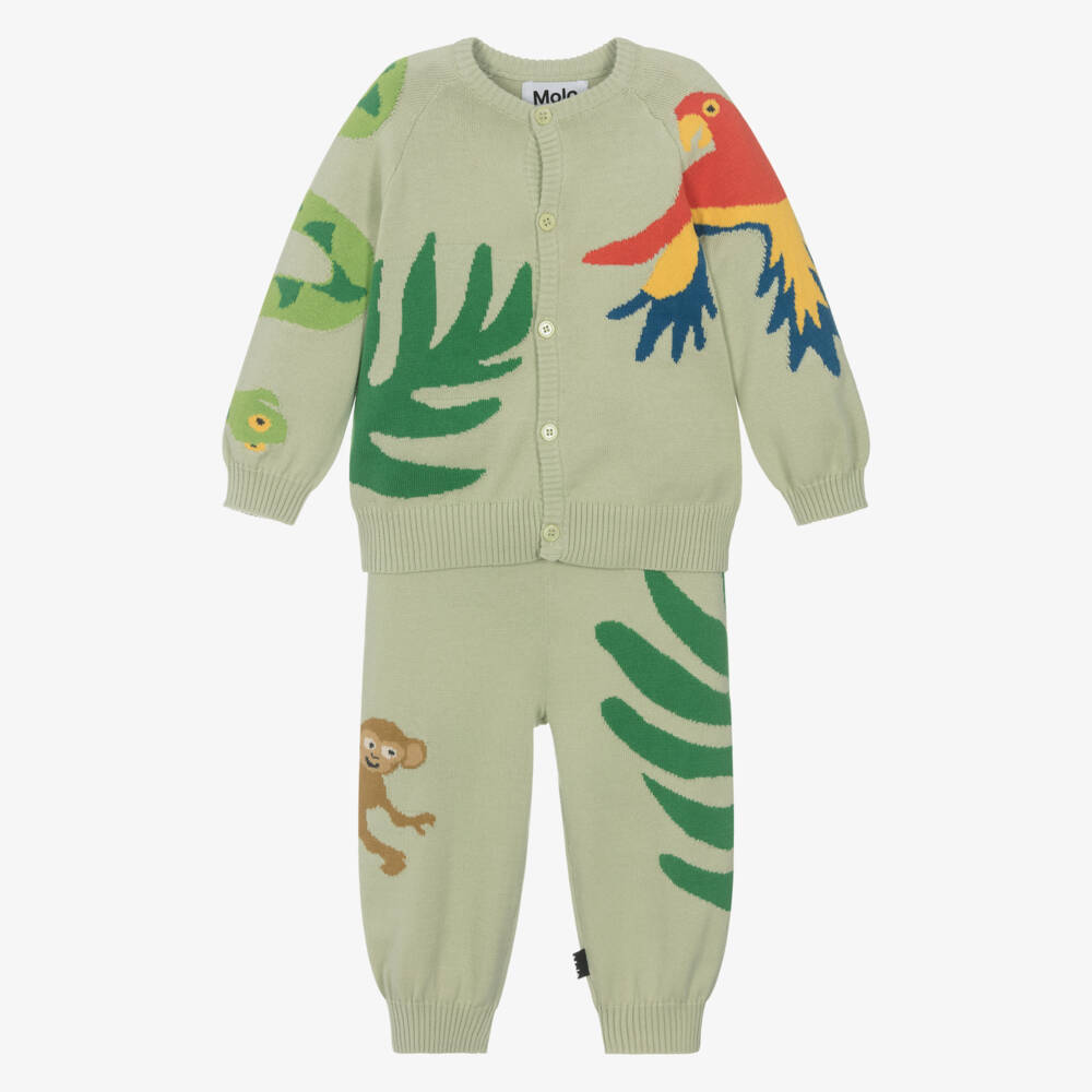 Molo-طقم محبوك أخضر للأولاد بنقشة الغابة | Childrensalon Outlet