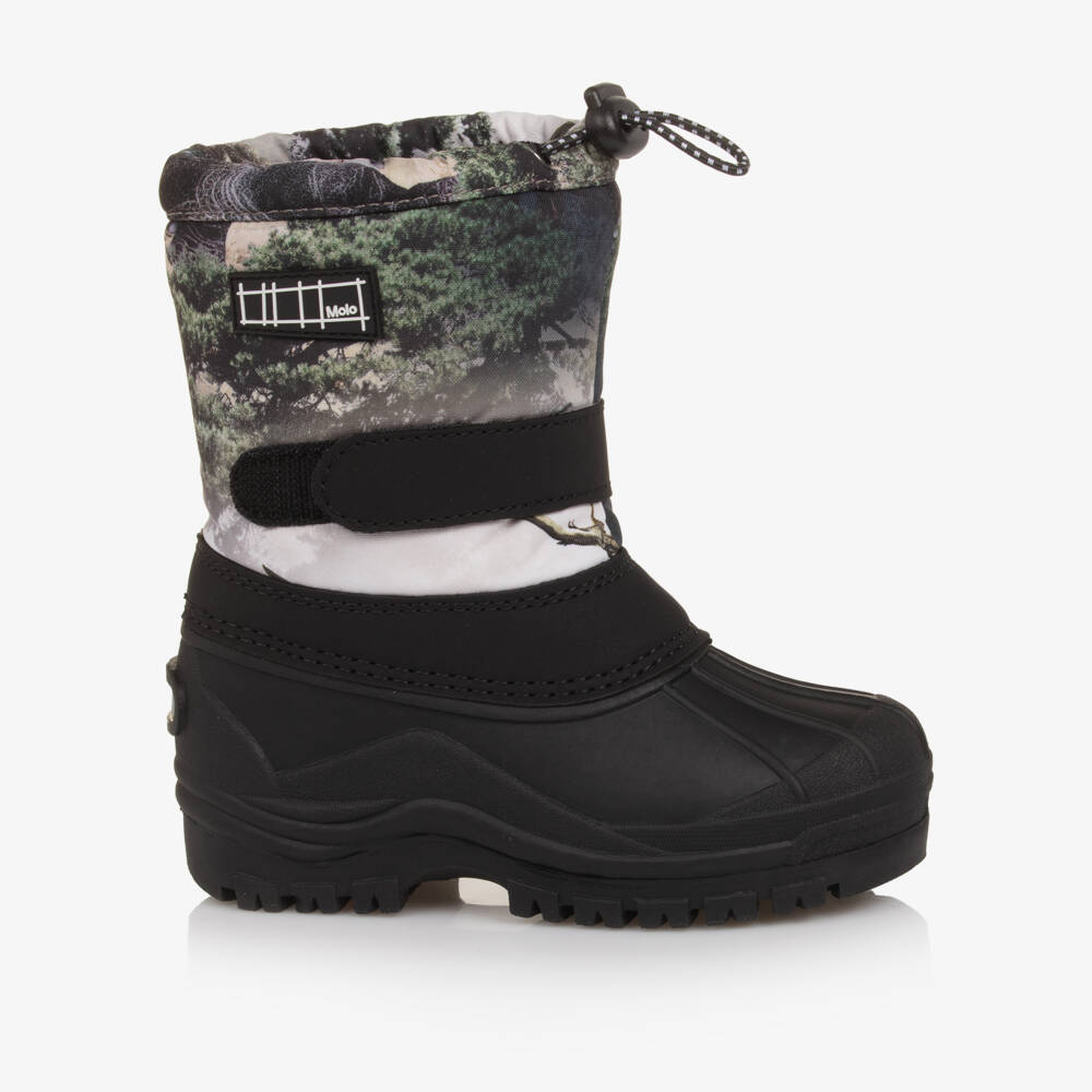 Molo-Boys Green Leopard Print Snow Boots | Childrensalon Outlet
