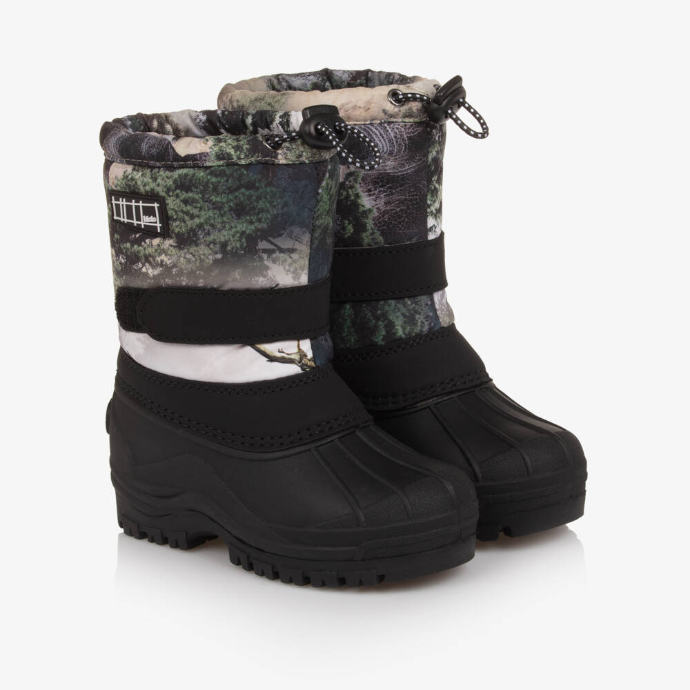 Molo-Boys Green Leopard Print Snow Boots | Childrensalon Outlet