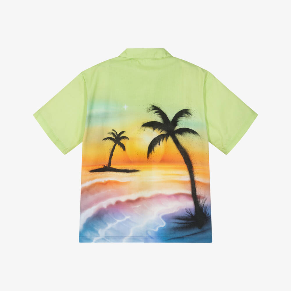 Molo-Boys Green Organic Cotton Palm Tree Print Shirt | Childrensalon Outlet