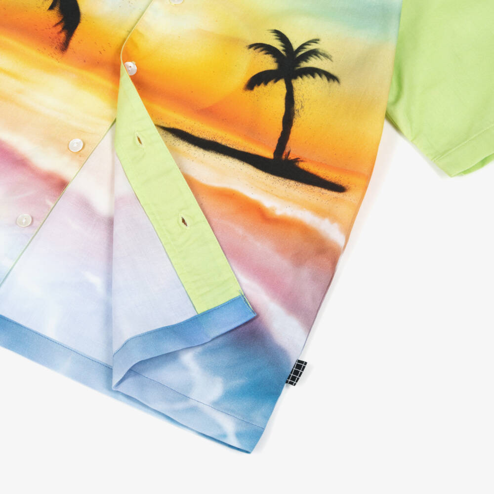 Molo-Boys Green Organic Cotton Palm Tree Print Shirt | Childrensalon Outlet