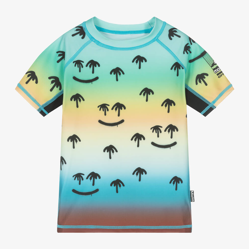 Molo-Boys Green Palm Spray Swim Top (UPF50+) | Childrensalon Outlet