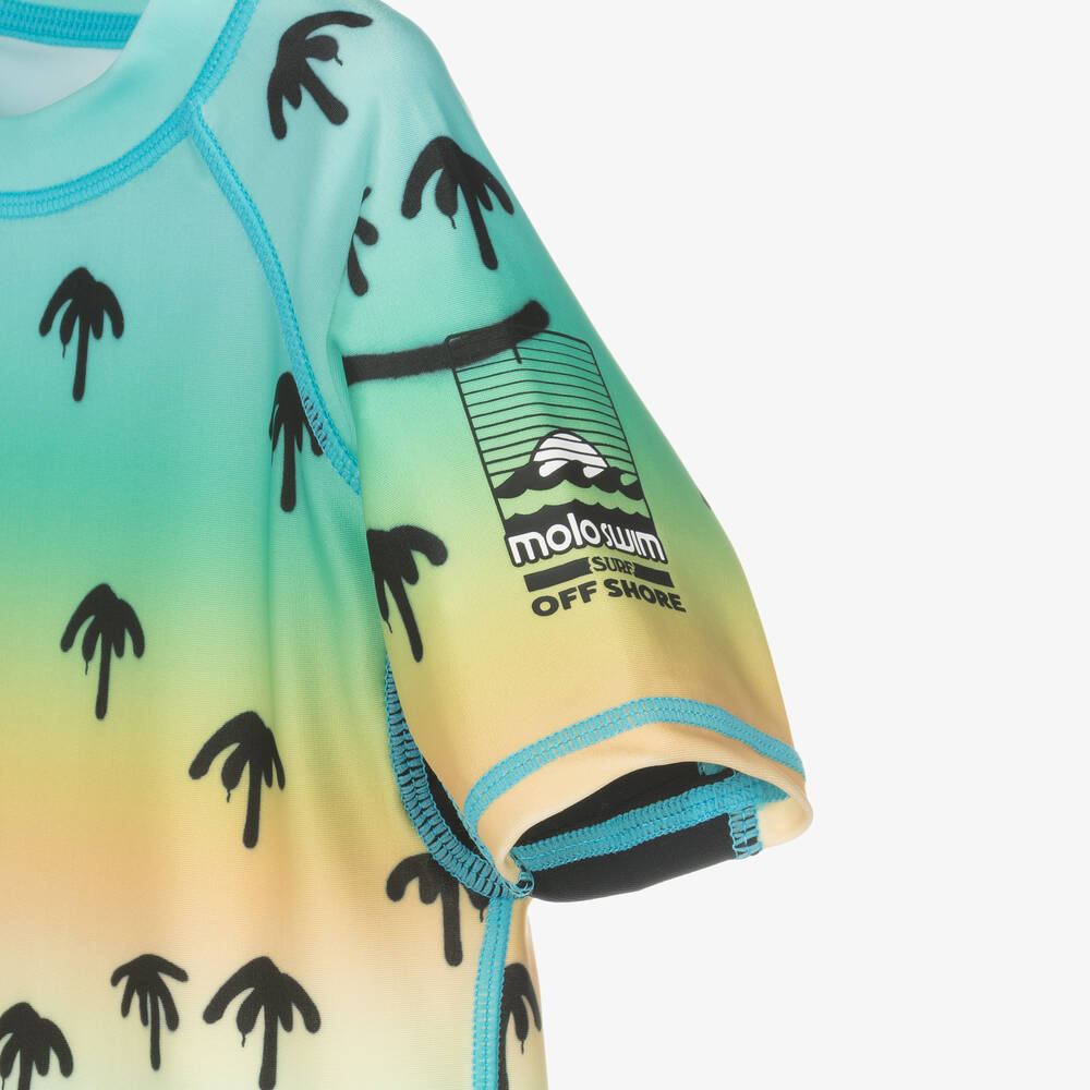 Molo-Boys Green Palm Spray Swim Top (UPF50+) | Childrensalon Outlet