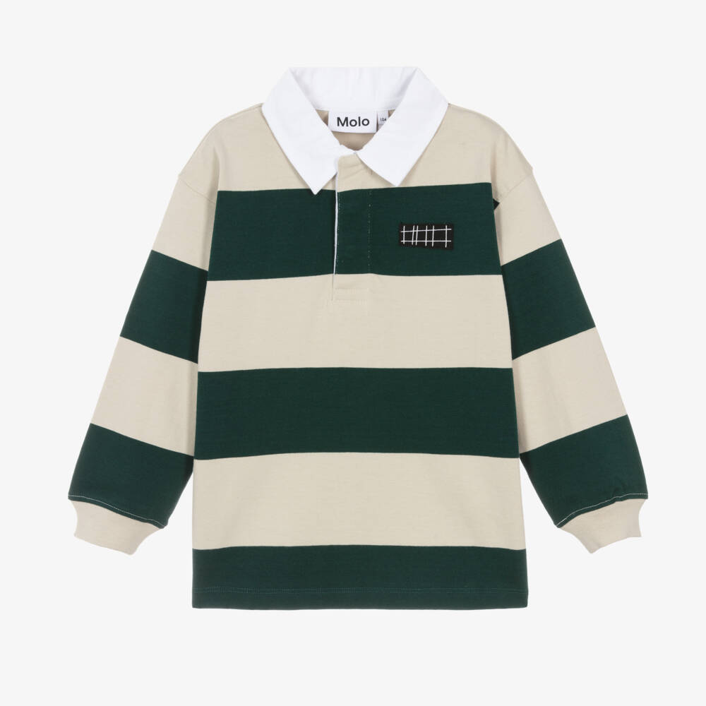 Molo-Boys Green Striped Rugby Top | Childrensalon Outlet