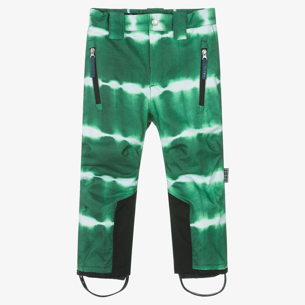 Molo - Boys Green Striped Tie Dye Ski Trousers | Childrensalon