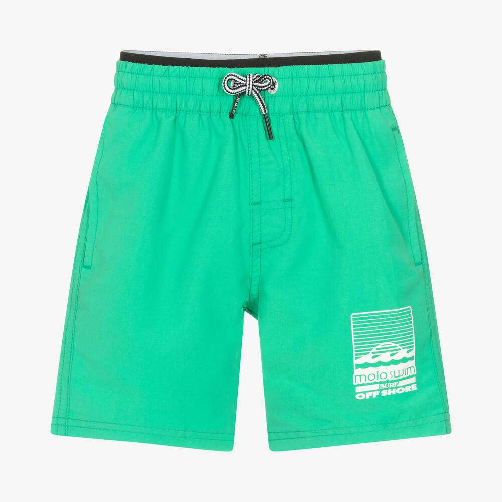 Molo - Boys Green Swim Shorts (UPF 50+) | Childrensalon