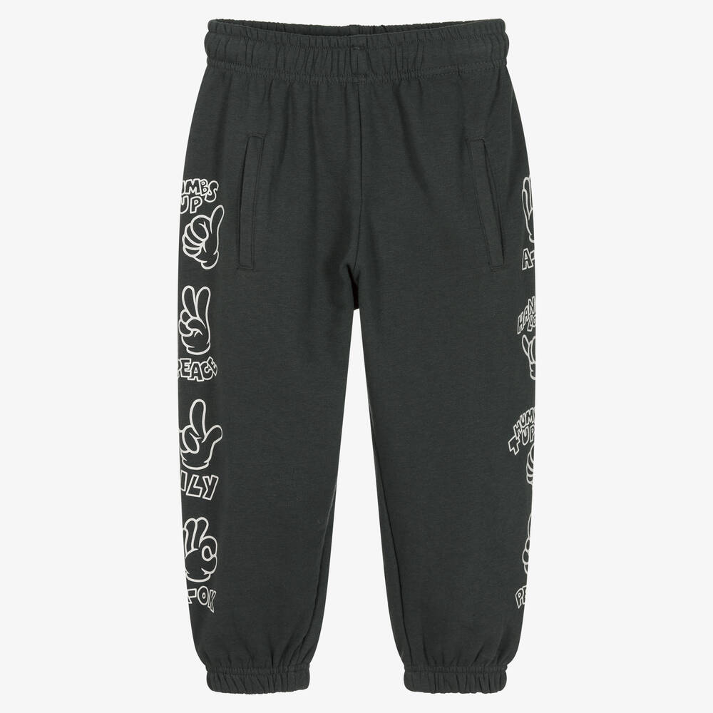 Molo - Boys Grey Cotton Logo Joggers | Childrensalon