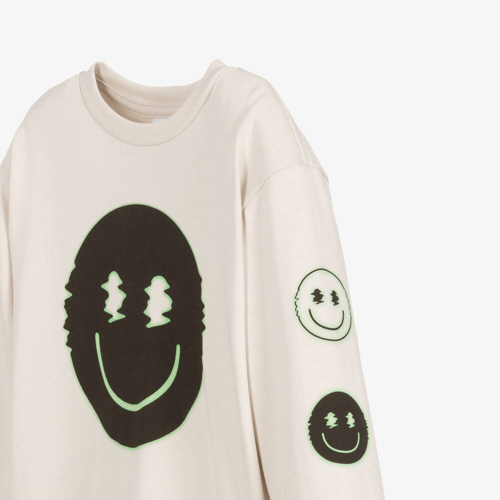 Molo-Boys Grey Cotton Smile Graphic Top | Childrensalon Outlet