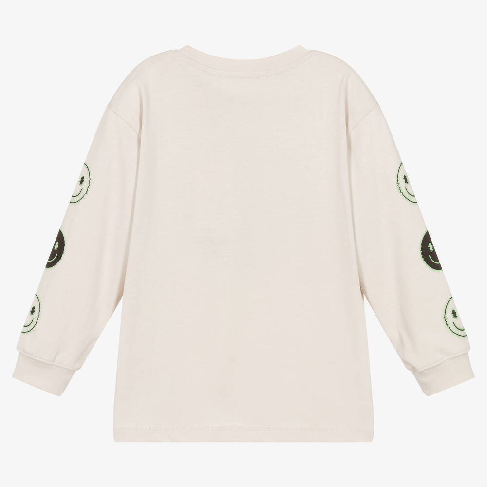 Molo-Boys Grey Cotton Smile Graphic Top | Childrensalon Outlet