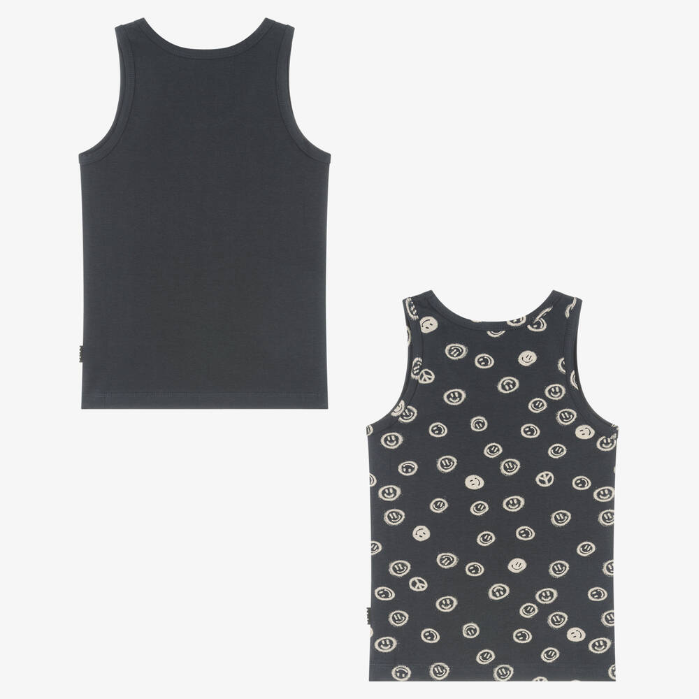 Molo-Boys Grey Cotton Smile Vests (2 Pack) | Childrensalon Outlet