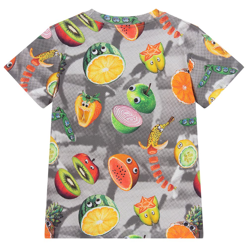 Molo-تيشيرت قطن جيرسي لون رمادي بطبعة ملونة للأولاد | Childrensalon Outlet