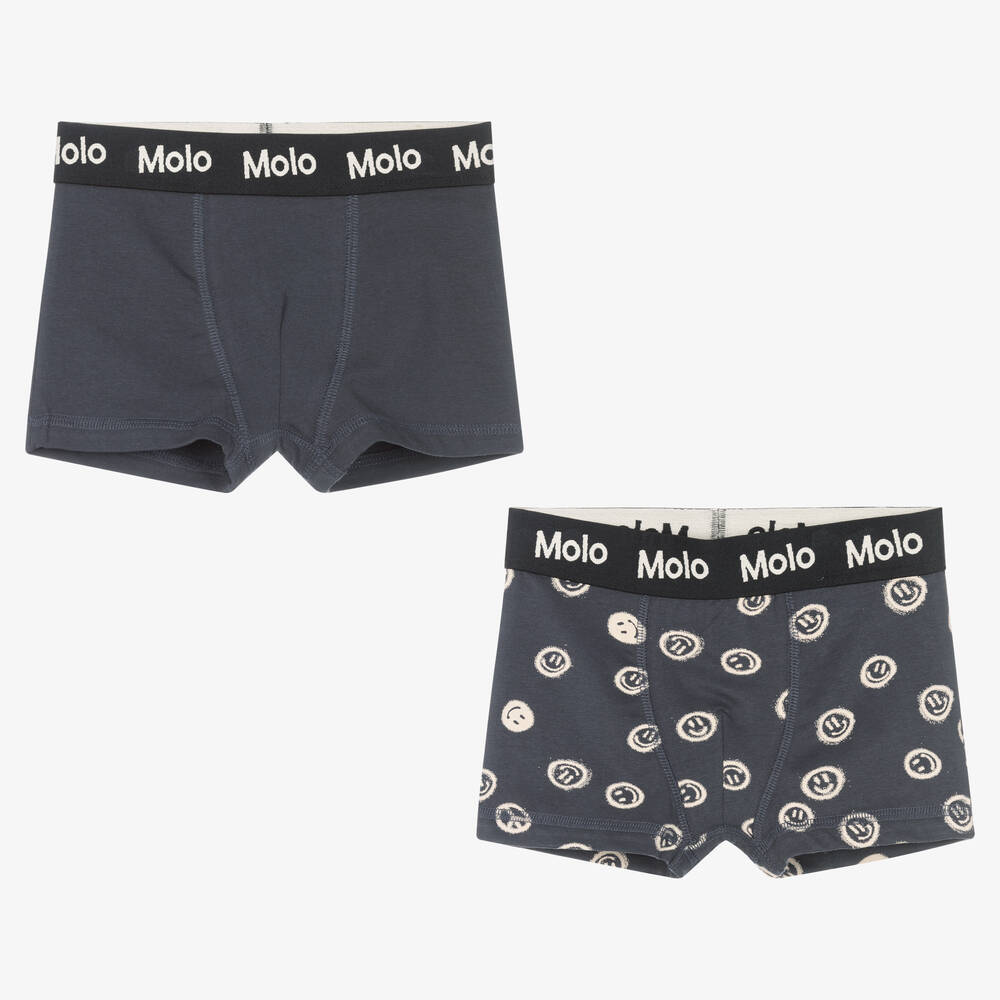 Molo - Boys Grey Organic Cotton Boxers (2 Pack) | Childrensalon