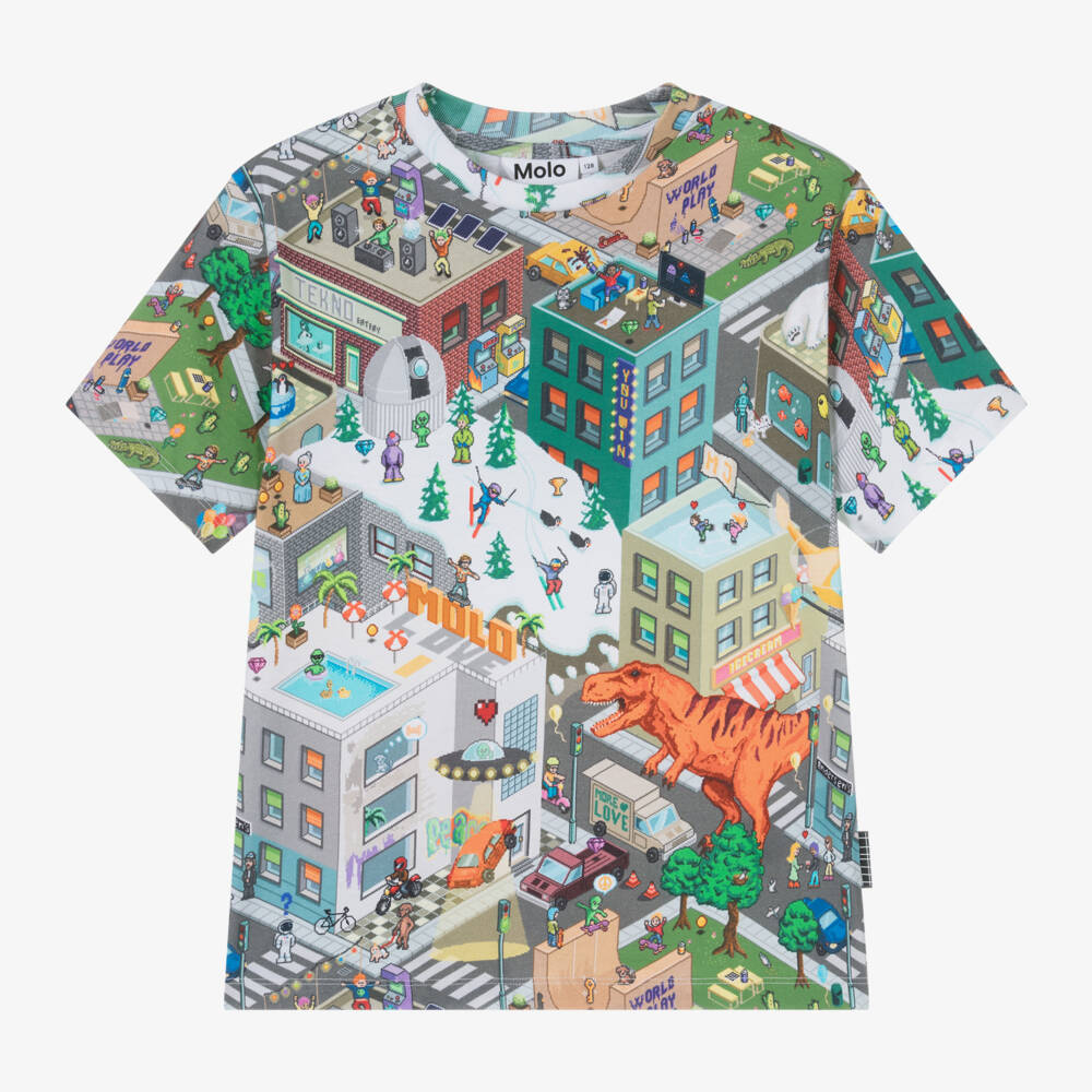 Molo-Boys Grey Organic Cotton Tee | Childrensalon Outlet