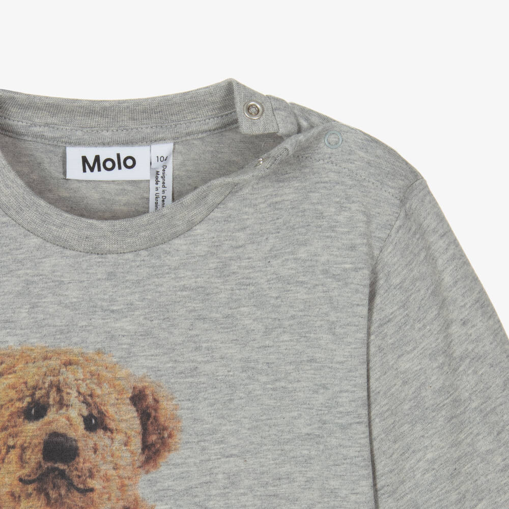 Molo-Boys Grey Teddy Bear Tee | Childrensalon Outlet