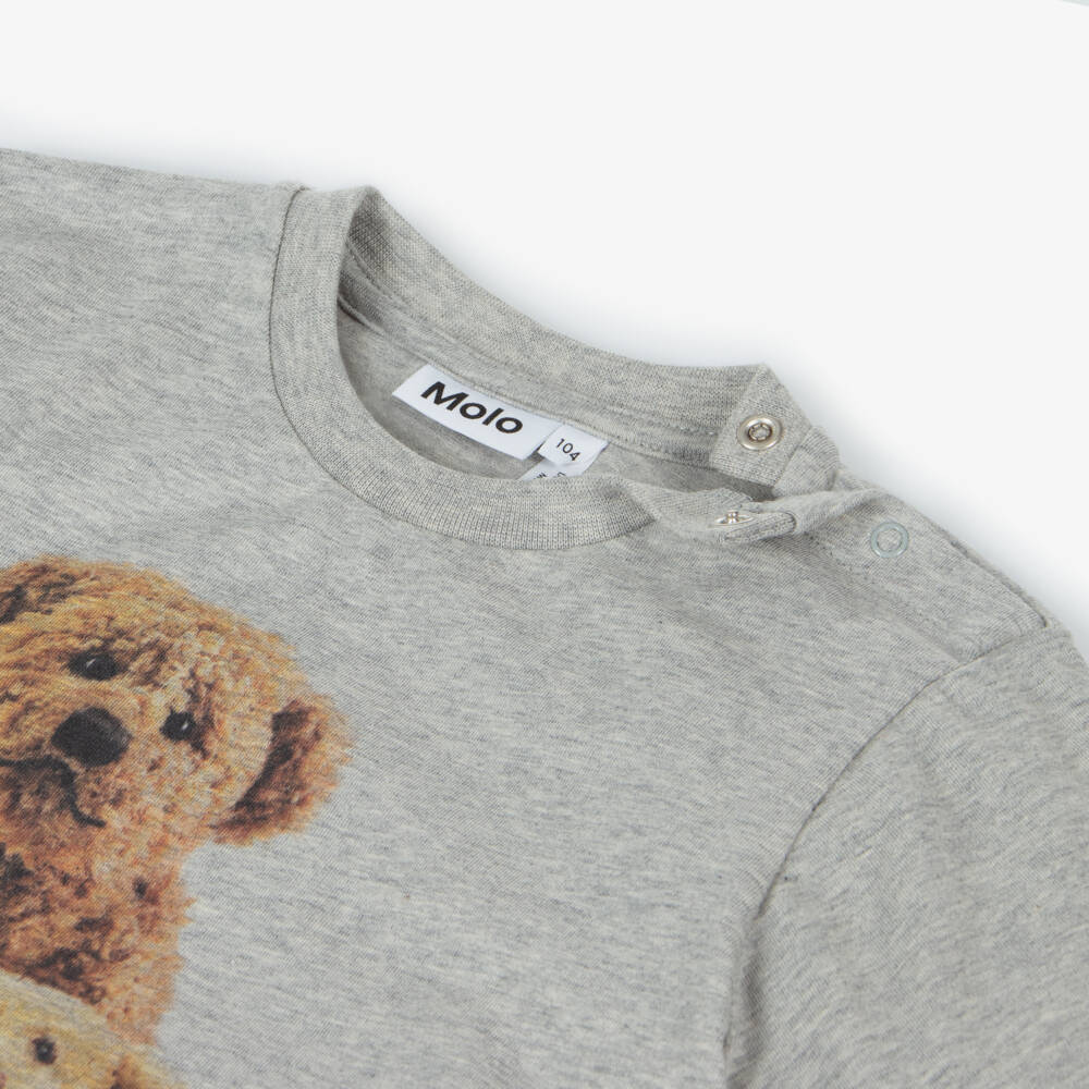 Molo-Boys Grey Teddy Bear Tee | Childrensalon Outlet