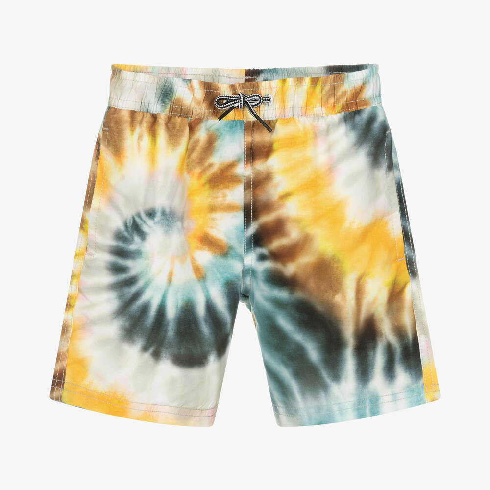 Molo - Boys Grey Tie-Dye Swim Shorts (UPF 50+) | Childrensalon