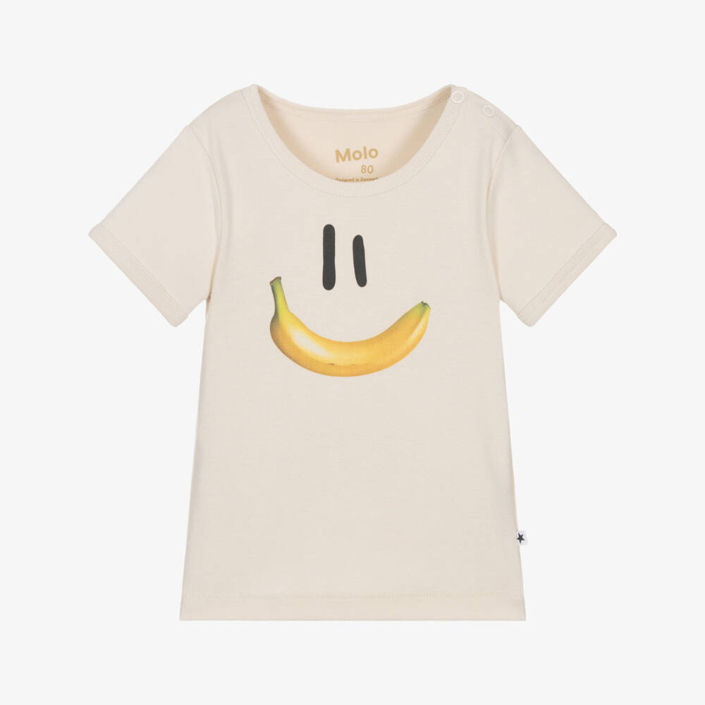 Molo-Boys Ivory Banana Grin Tee | Childrensalon Outlet