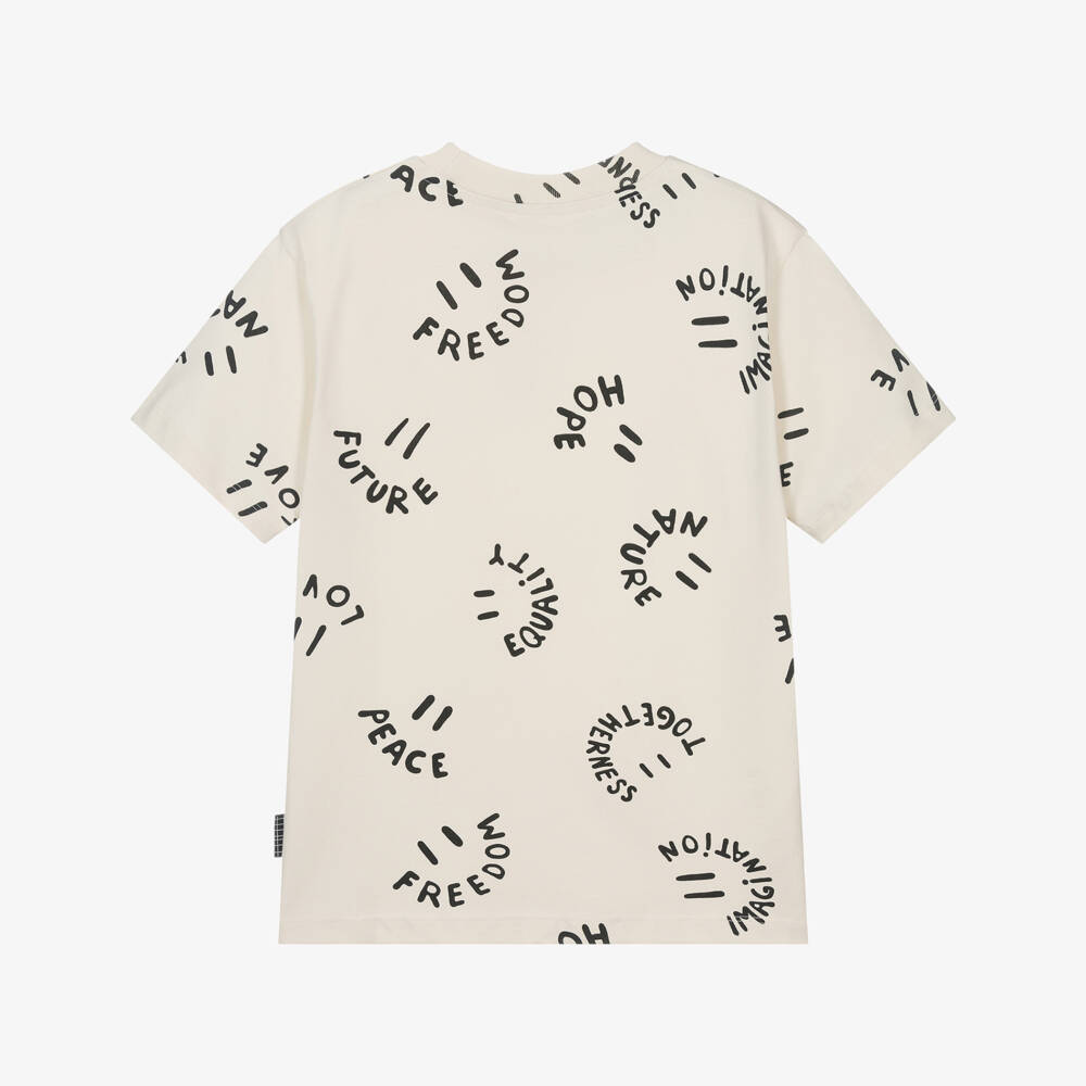 Molo-Boys Ivory Cheerful Message Tee | Childrensalon Outlet