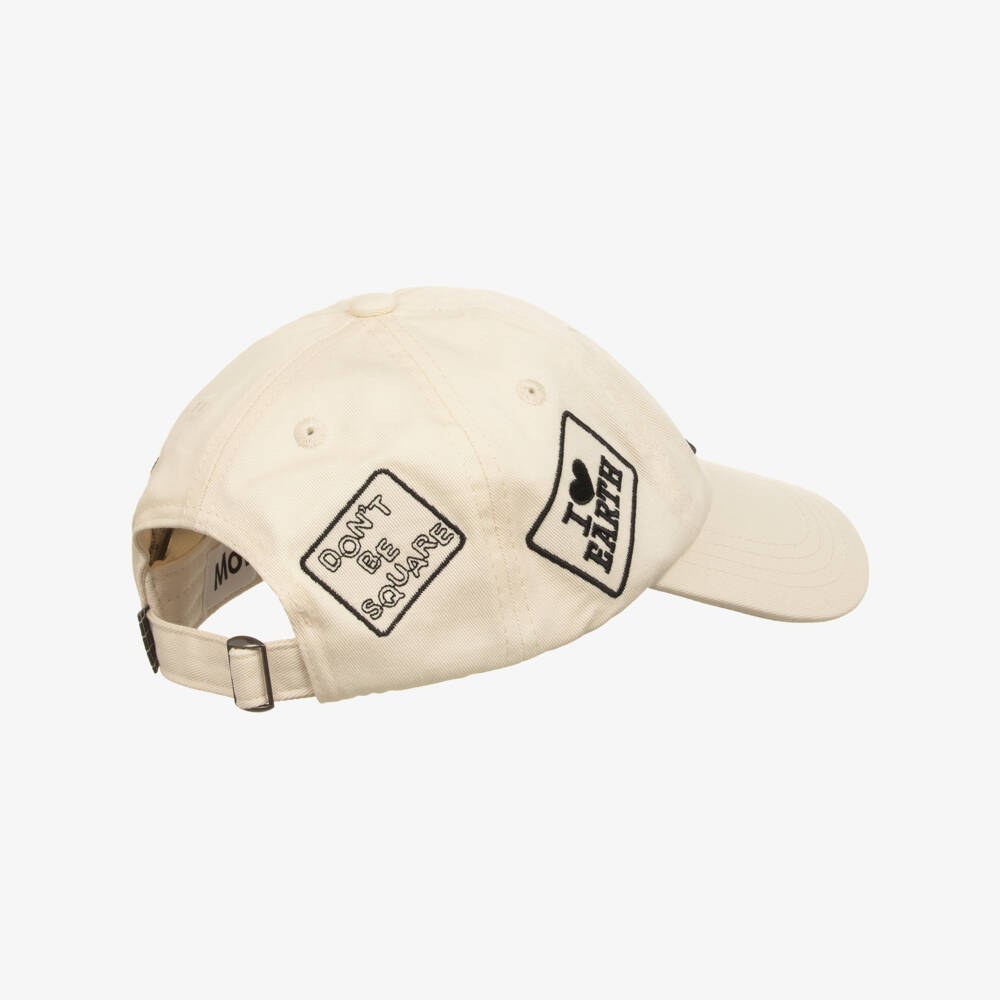 Molo-Boys Ivory Cotton Cap with Black Logo Patches | Childrensalon Outlet