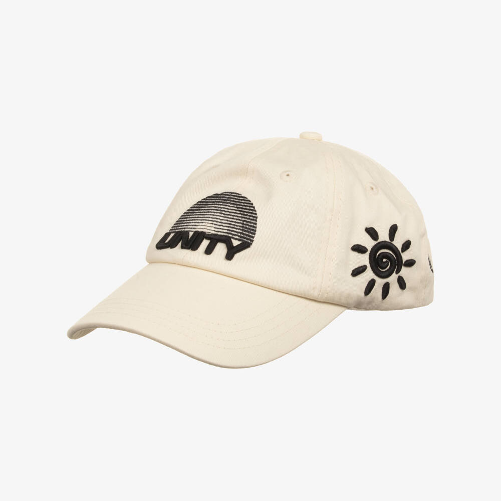 Molo-Boys Ivory Cotton Cap with Black Logo Patches | Childrensalon Outlet