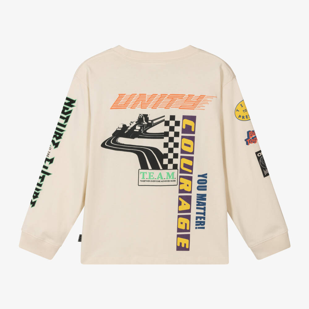 Molo-Boys Ivory Cotton Graphic Tee | Childrensalon Outlet