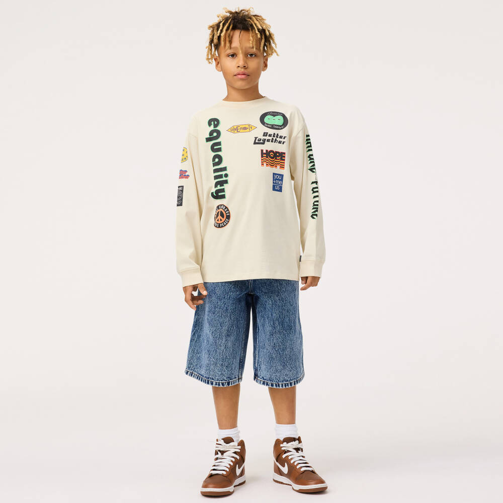 Molo-Boys Ivory Cotton Graphic Tee | Childrensalon Outlet
