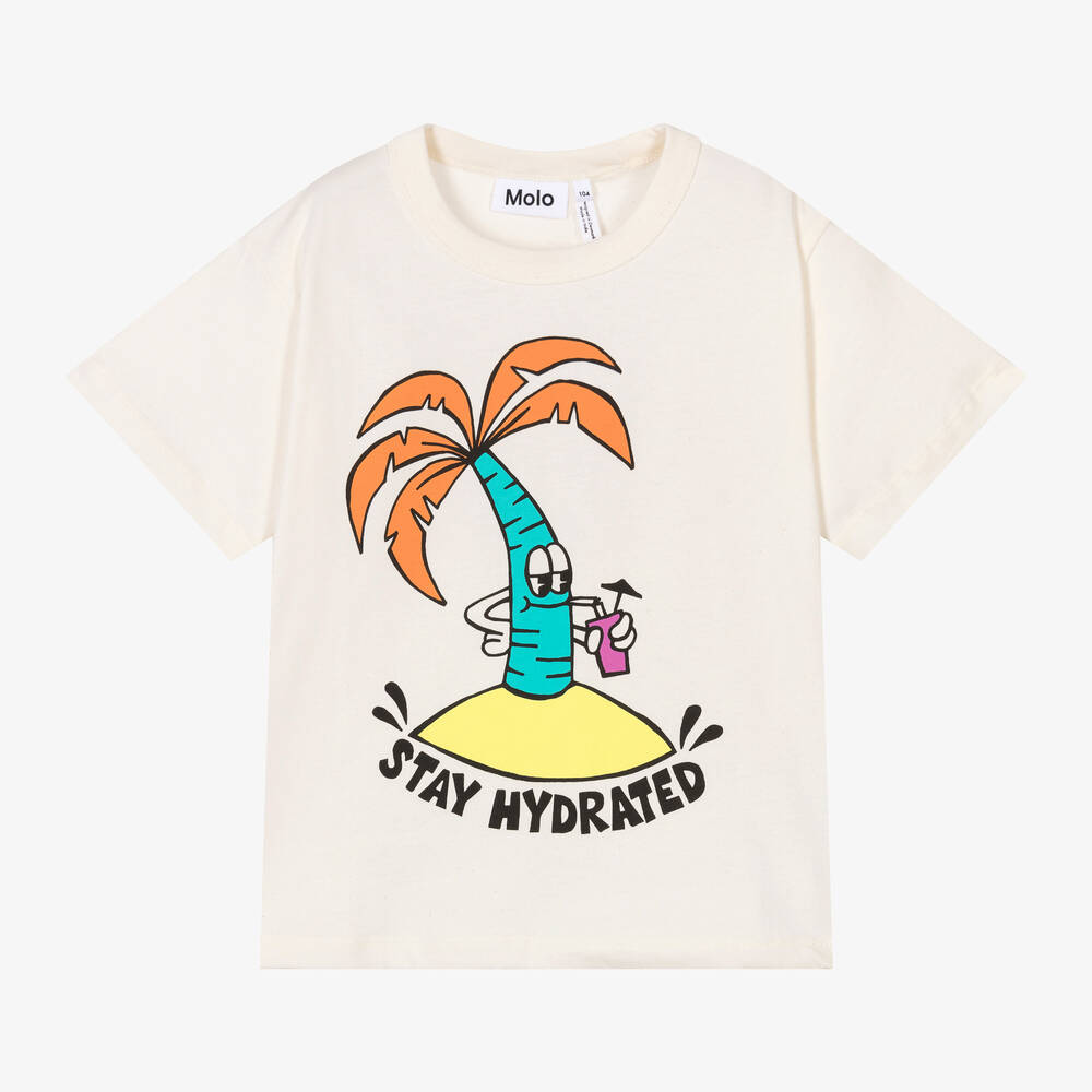 Molo-Boys Ivory Cotton Palm Tree T-Shirt | Childrensalon Outlet