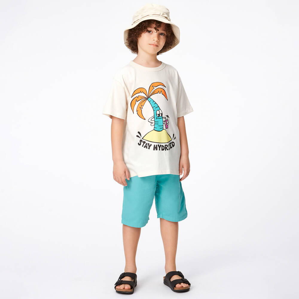 Molo-Boys Ivory Cotton Palm Tree T-Shirt | Childrensalon Outlet
