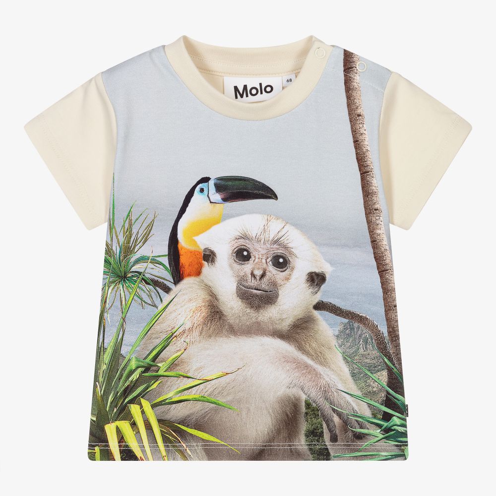 Molo - Кремовая футболка из хлопка для мальчиков | Childrensalon