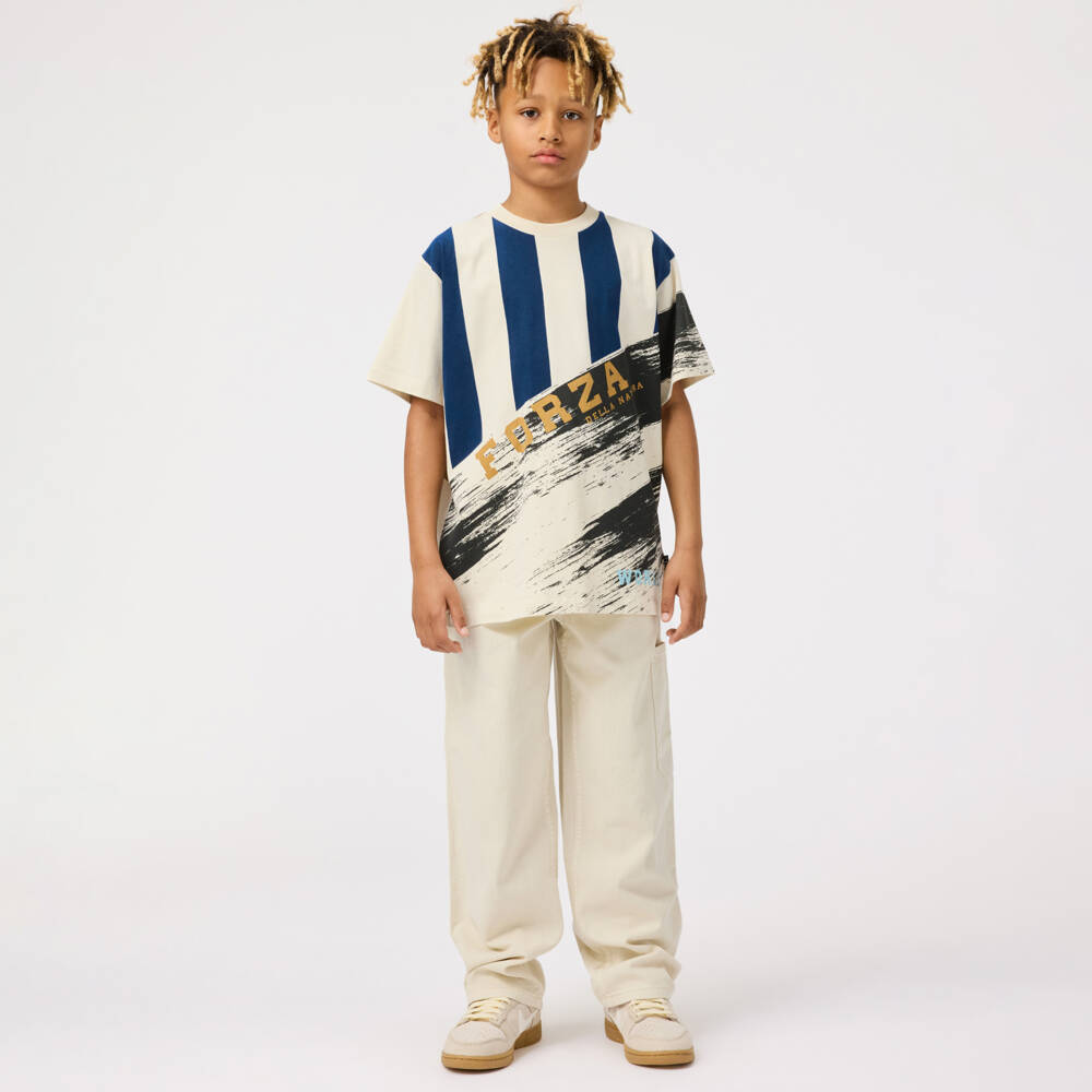 Molo-Boys Ivory Cotton Team Spirit Tee | Childrensalon Outlet