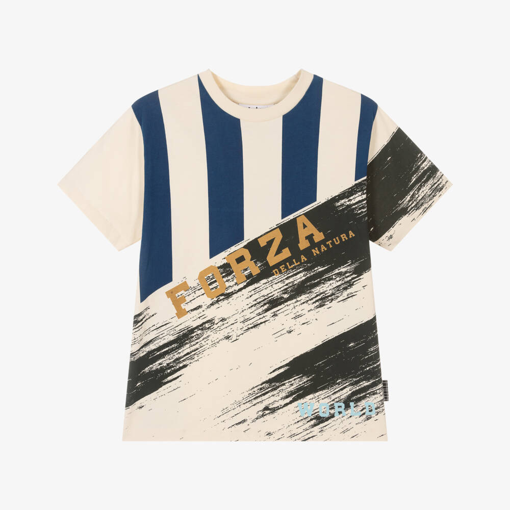 Molo-Boys Ivory Cotton Team Spirit Tee | Childrensalon Outlet