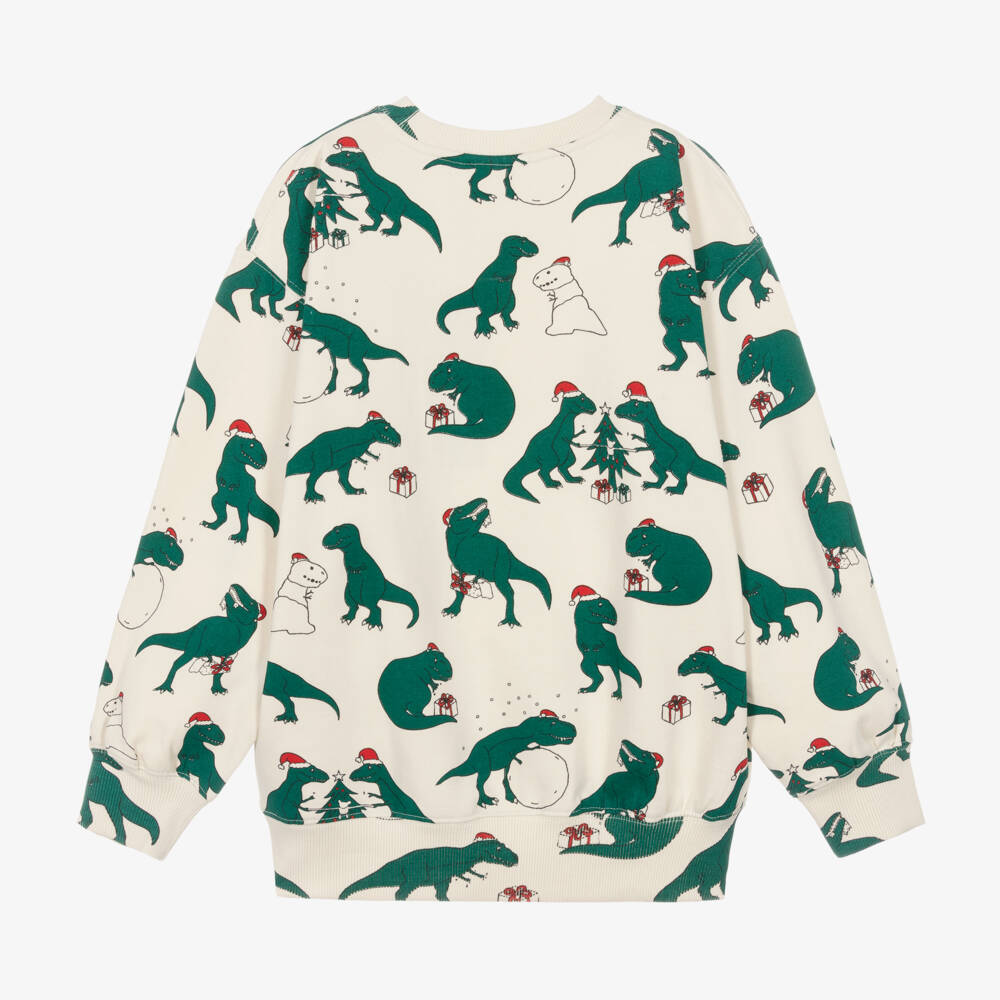 Molo-Boys Ivory Dinosaur Print Sweatshirt | Childrensalon Outlet