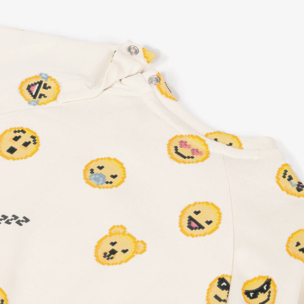 Molo-سويتشيرت بطبعة إيموجي قطن عضوي لون عاجي للأطفال | Childrensalon Outlet