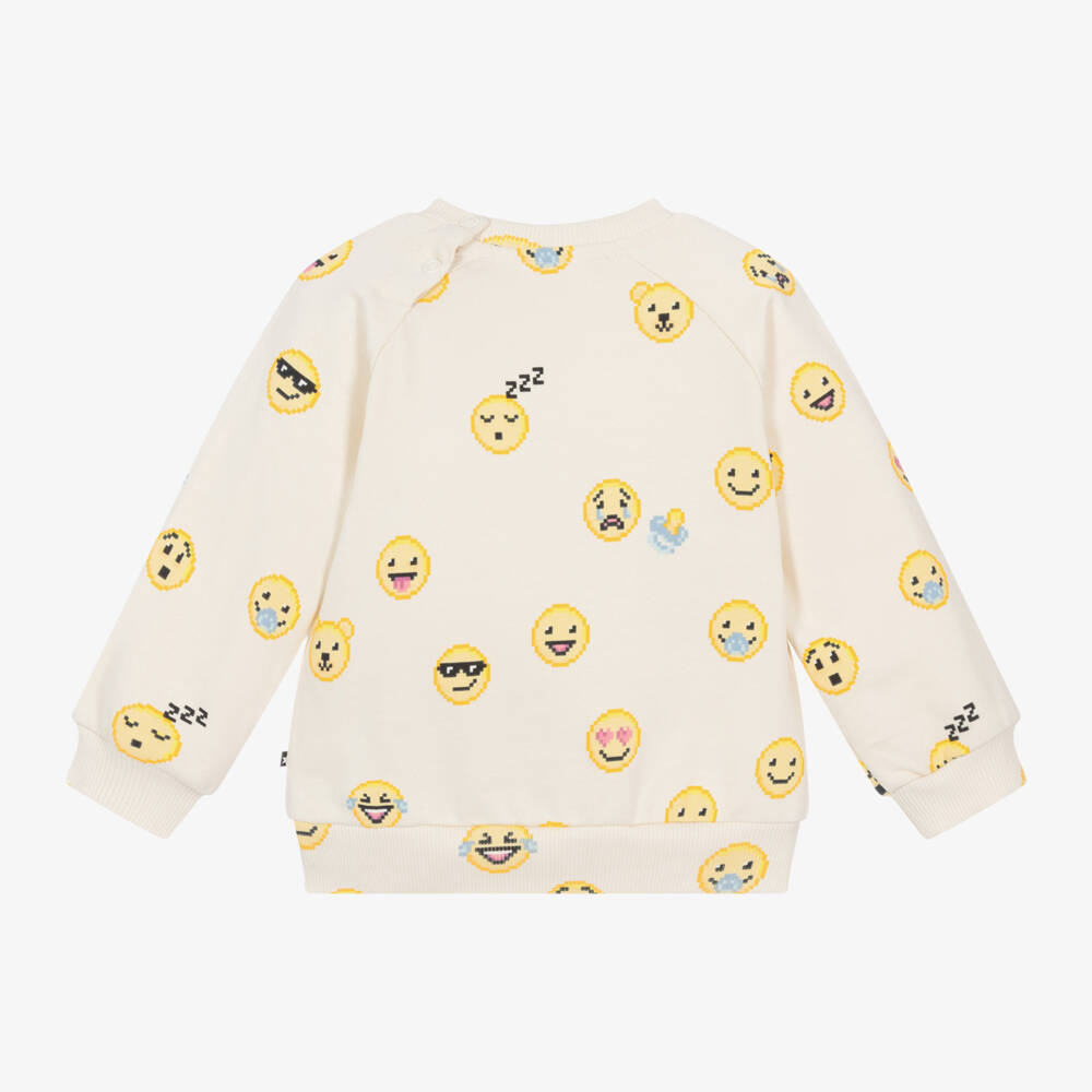 Molo-سويتشيرت بطبعة إيموجي قطن عضوي لون عاجي للأطفال | Childrensalon Outlet