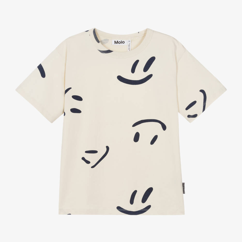 Molo-Boys Ivory Happy Face Tee | Childrensalon Outlet