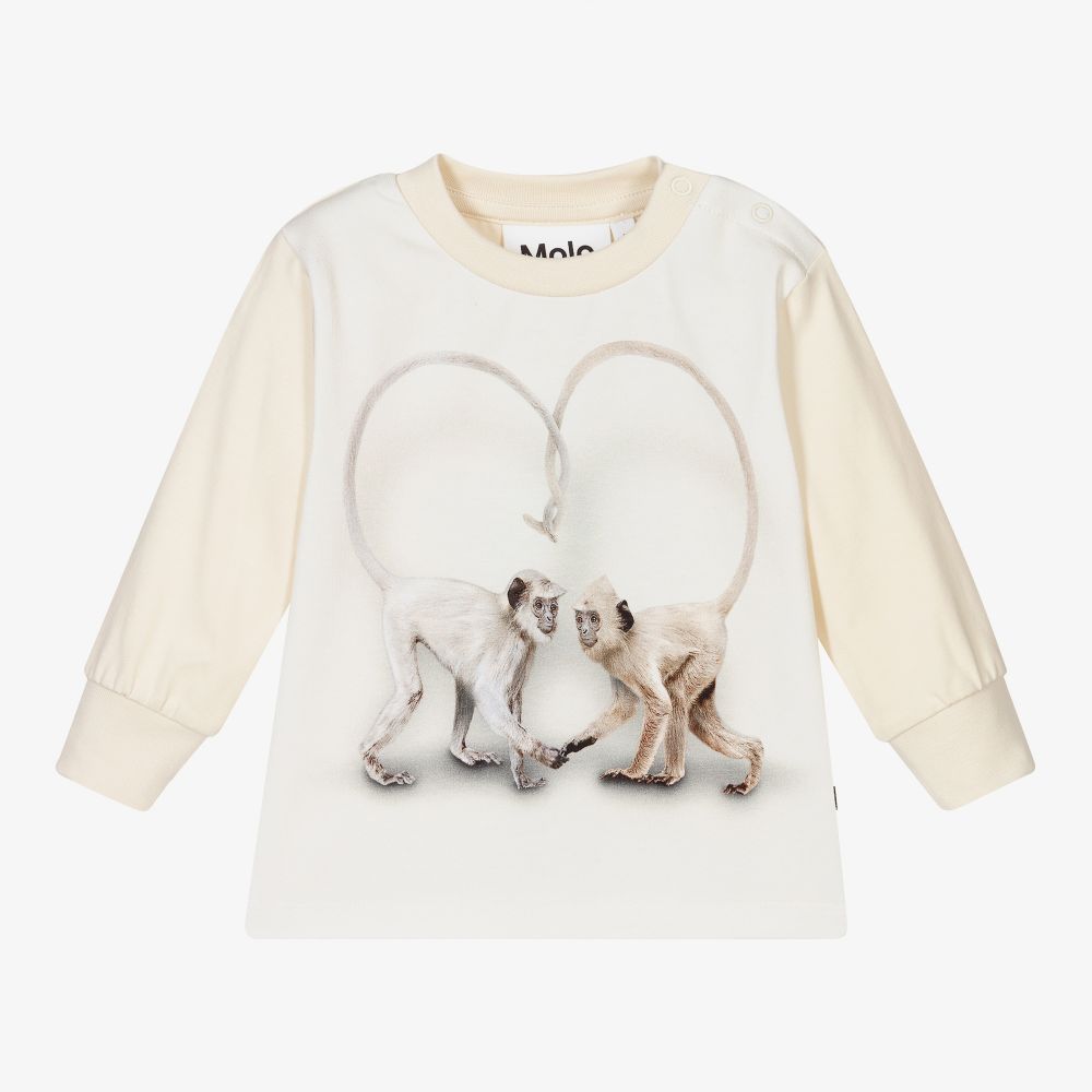 Molo-Кремовый топ с обезьянами для мальчиков | Childrensalon Outlet