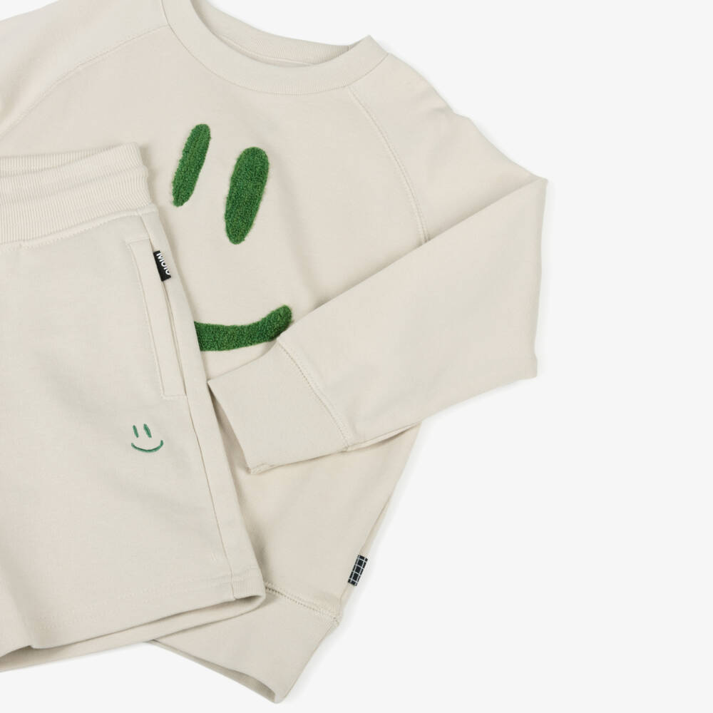 Molo-Boys Ivory Smiling Sweatshirt Outfit | Childrensalon Outlet