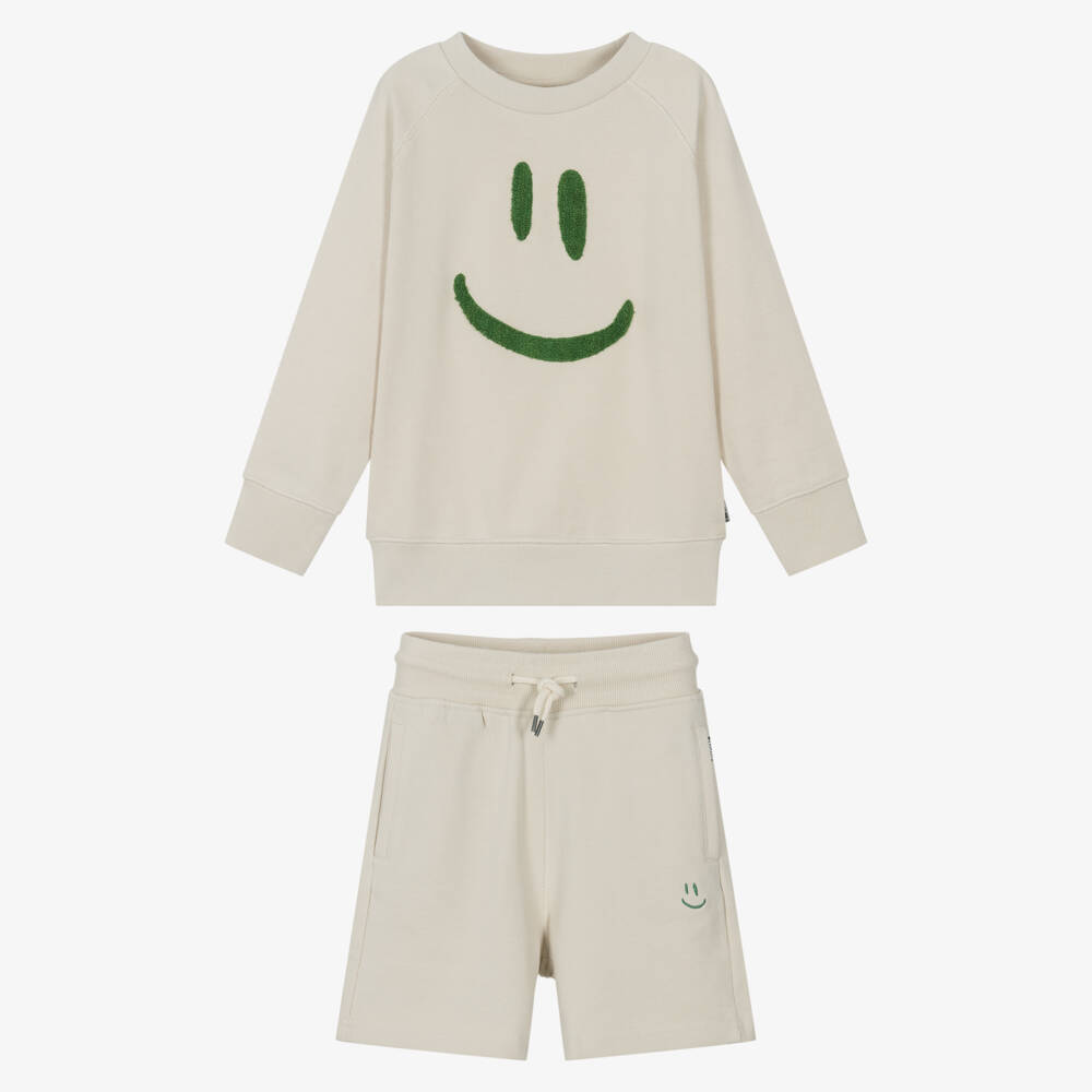 Molo-Boys Ivory Smiling Sweatshirt Outfit | Childrensalon Outlet