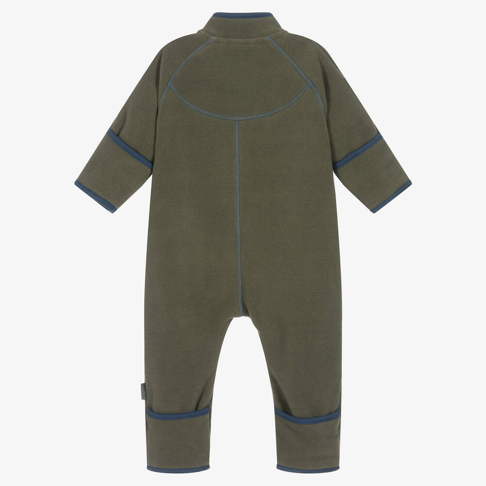 Molo-Boys Khaki Green Fleece Pramsuit  | Childrensalon Outlet